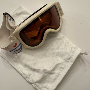 White and Orange Ski Goggles